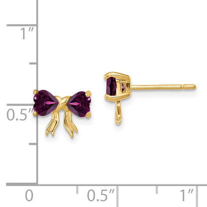 14k Yellow Gold Gold Polished Rhodolite Bow Post Earrings