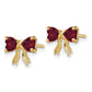 14k Gold Polished Created Ruby Bow Post Earrings