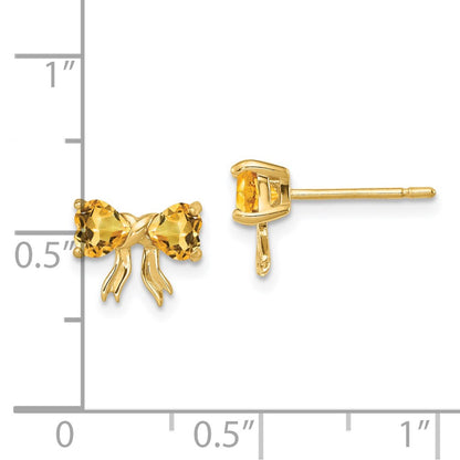 14k Gold Polished Citrine Bow Post Earrings