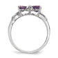 Solid 14k White Gold Polished Simulated Amethyst Bow Ring