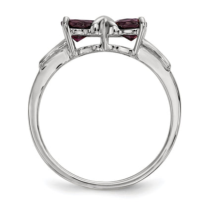 Solid 14k White Gold Polished Rhodolite Bow Ring
