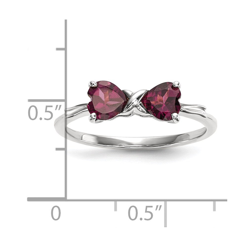 Solid 14k White Gold Polished Rhodolite Bow Ring