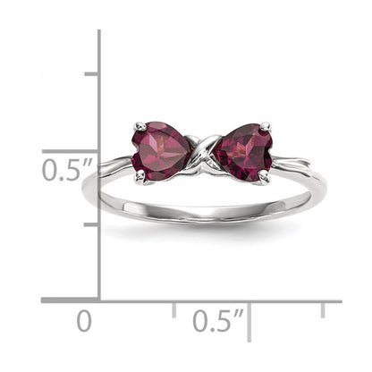 Solid 14k White Gold Polished Rhodolite Bow Ring