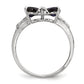 Solid 14k White Gold Polished Created Simulated Sapphire Bow Ring
