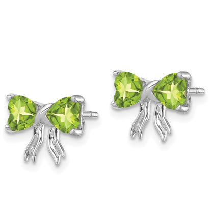 14k White Gold Polished Peridot Bow Post Earrings