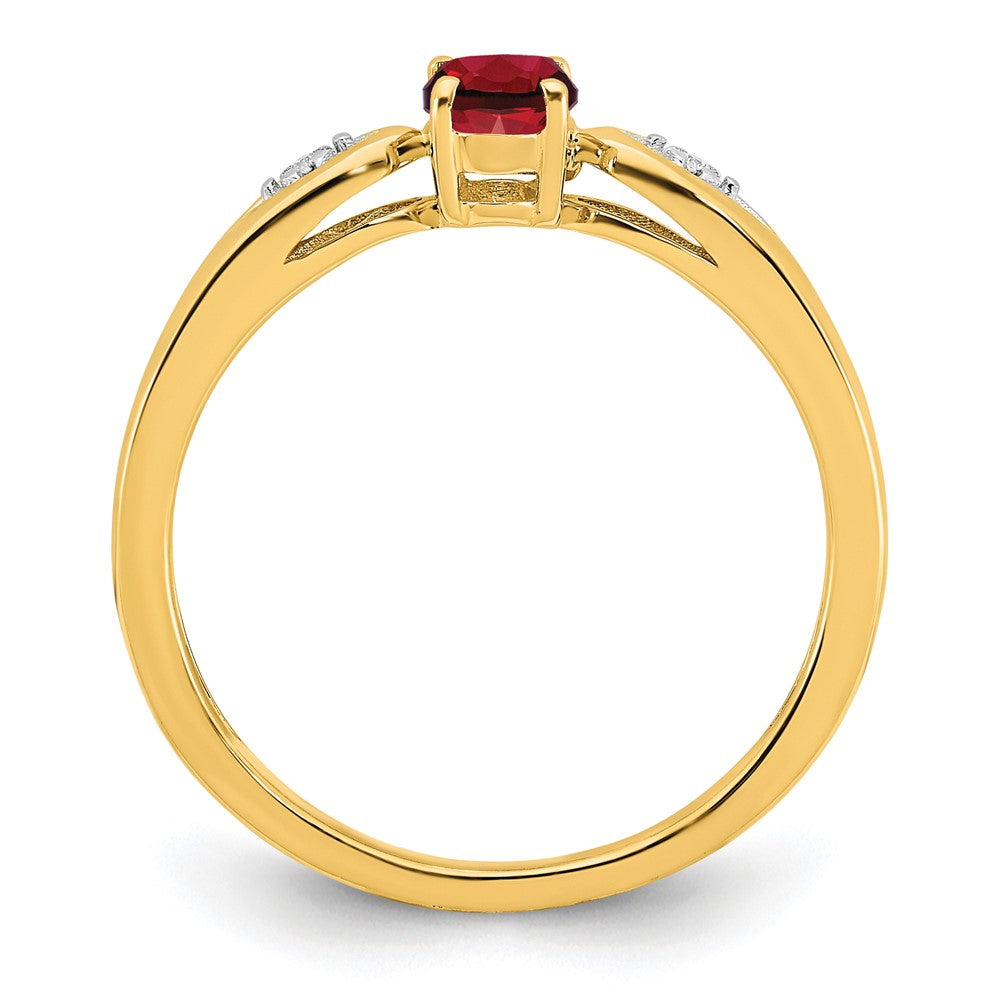 14K Yellow Gold Garnet and Real Diamond Ring