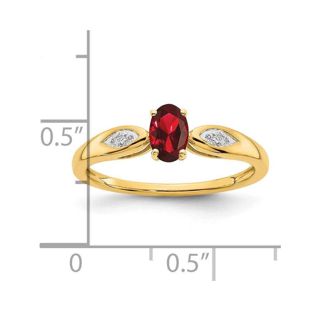 14K Yellow Gold Garnet and Real Diamond Ring