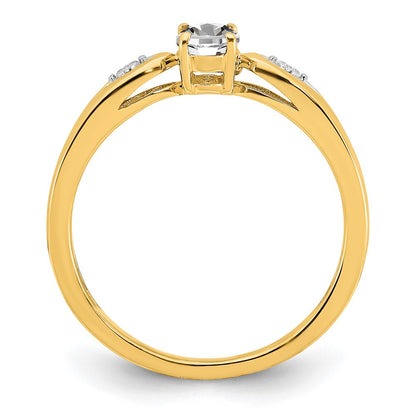 14K Yellow Gold White Topaz and Real Diamond Ring