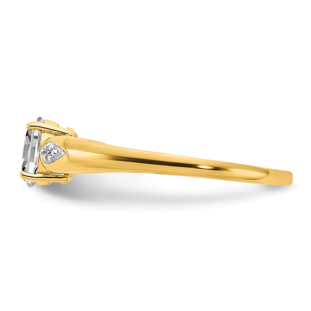 14K Yellow Gold White Topaz and Real Diamond Ring