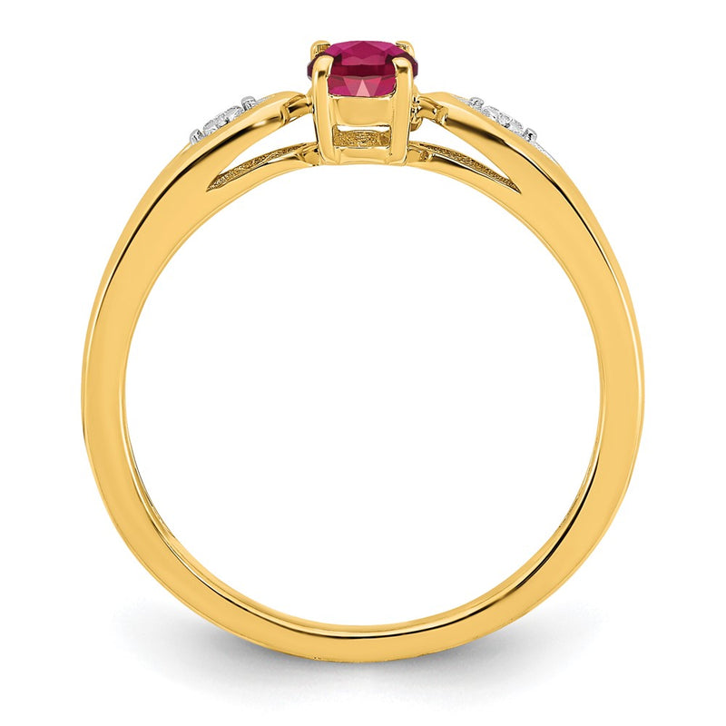 14K Yellow Gold Ruby and Real Diamond Ring