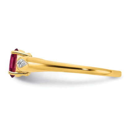 14K Yellow Gold Ruby and Real Diamond Ring