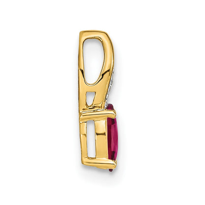 14k Yellow Gold Ruby and Diamond Pendant