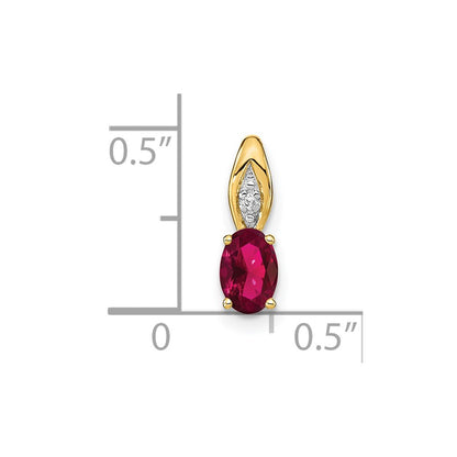 14k Yellow Gold Ruby and Diamond Pendant