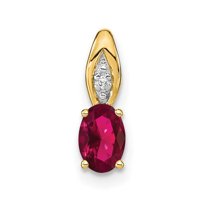14k Yellow Gold Ruby and Diamond Pendant