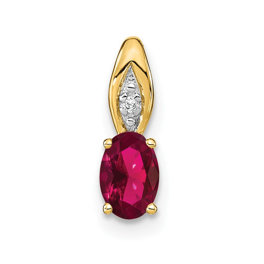 14k Yellow Gold Ruby and Diamond Pendant