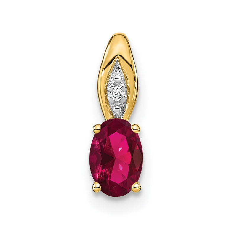 14k Yellow Gold Ruby and Diamond Pendant