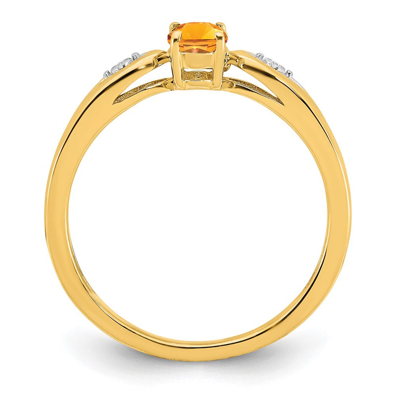 14K Yellow Gold Citrine and Real Diamond Ring