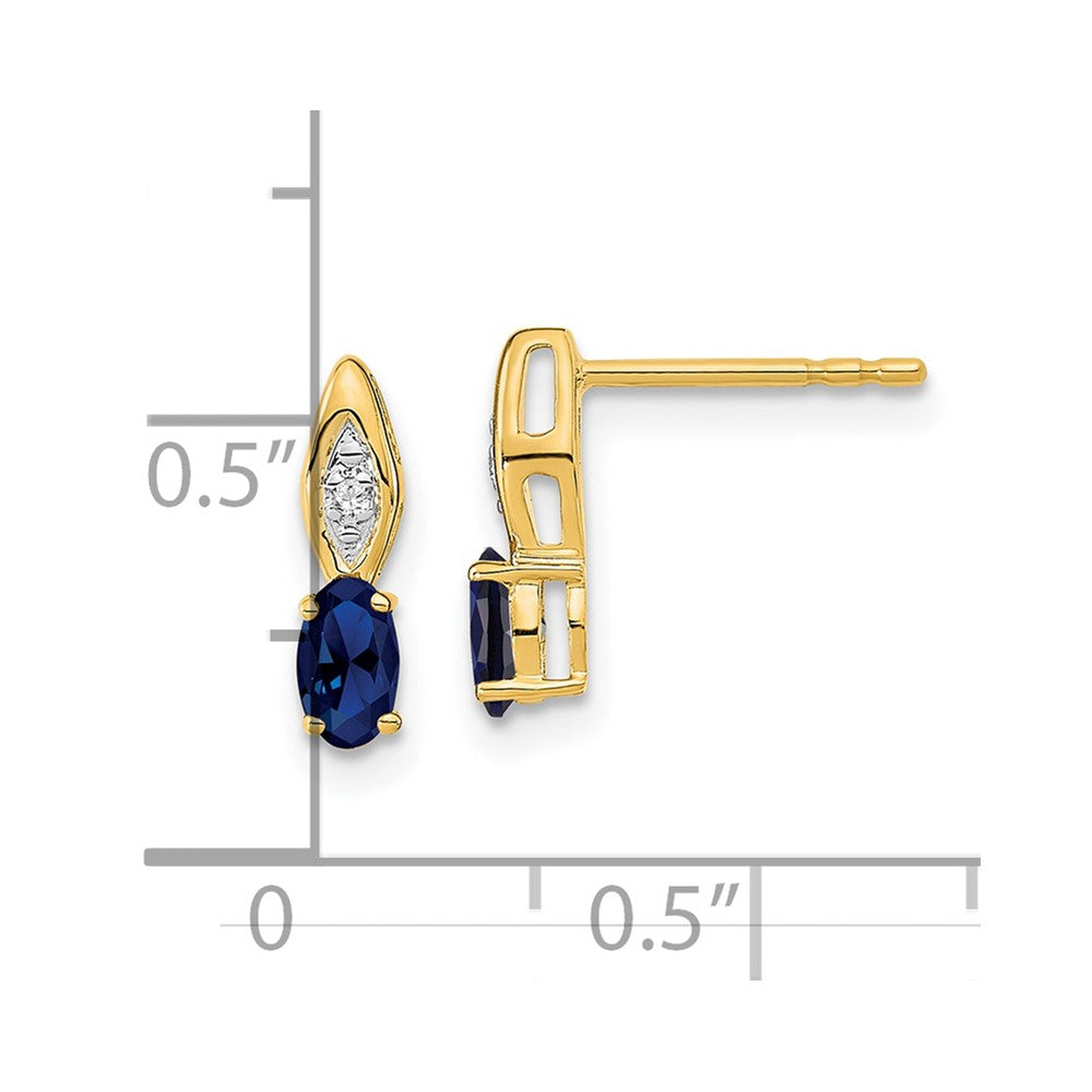 14k Yellow Gold Sapphire and Diamond Post Earrings