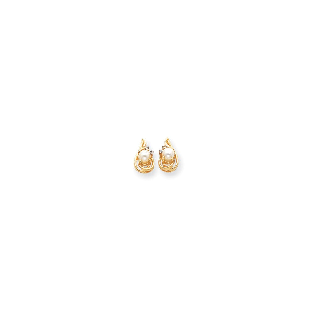 14k Yellow Gold Dia & FWCP Earrings