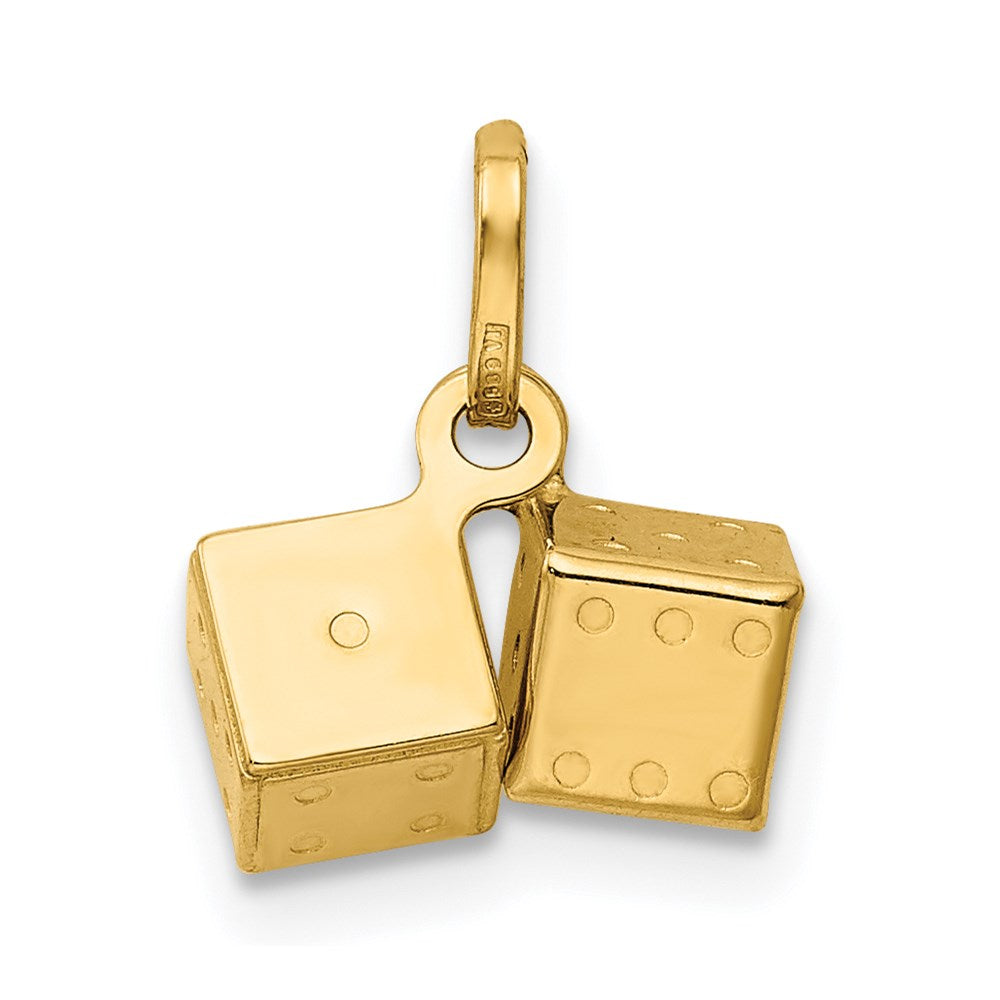 14k Yellow Gold  3D Dice Charm