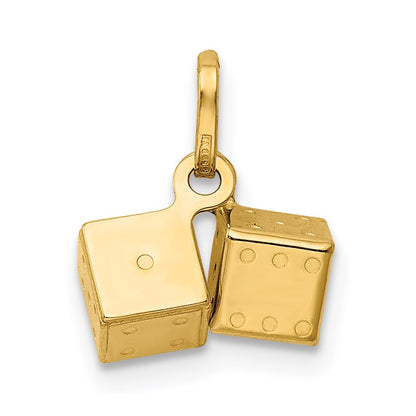 14k Yellow Gold  3D Dice Charm