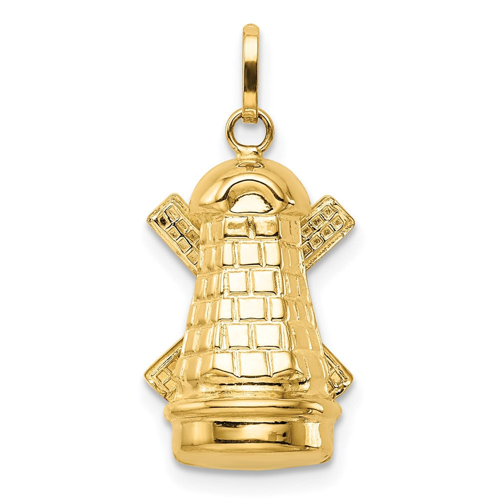 14k Yellow Gold  3D Windmill Charm