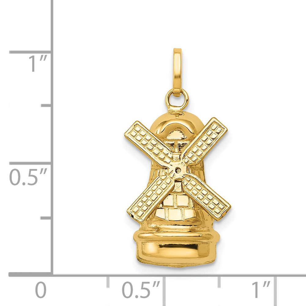 14k Yellow Gold  3D Windmill Charm
