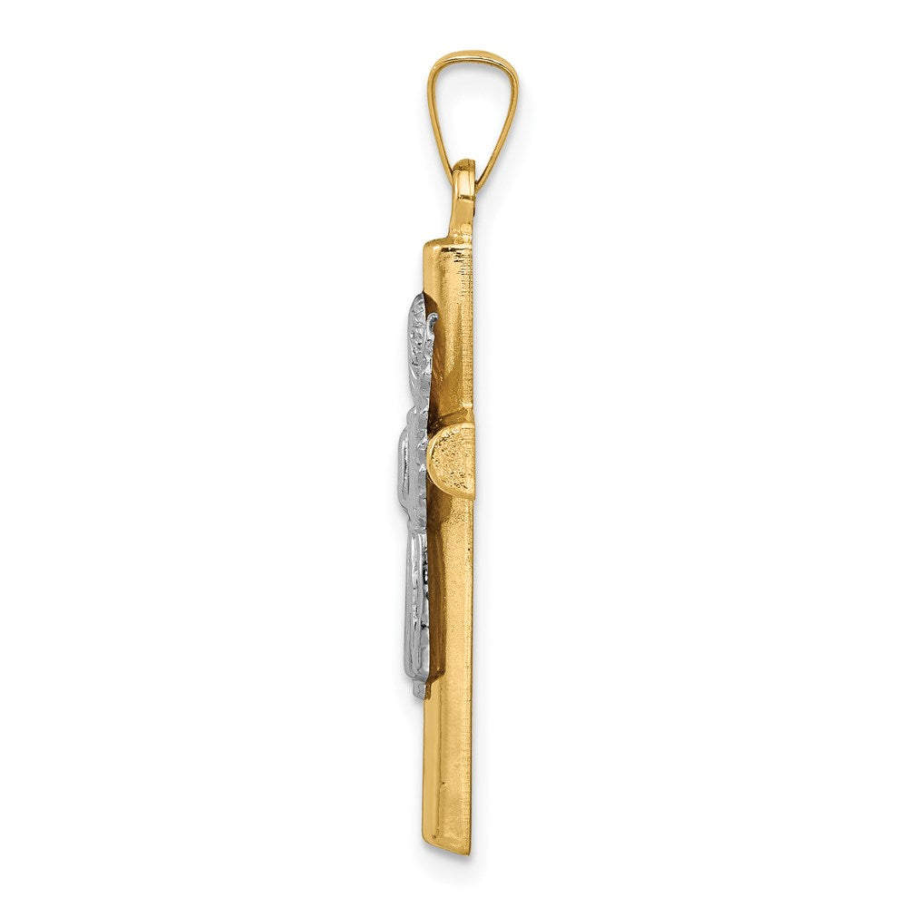 14k Two-tone Gold Two-tone Gold Angel and Cross Pendant