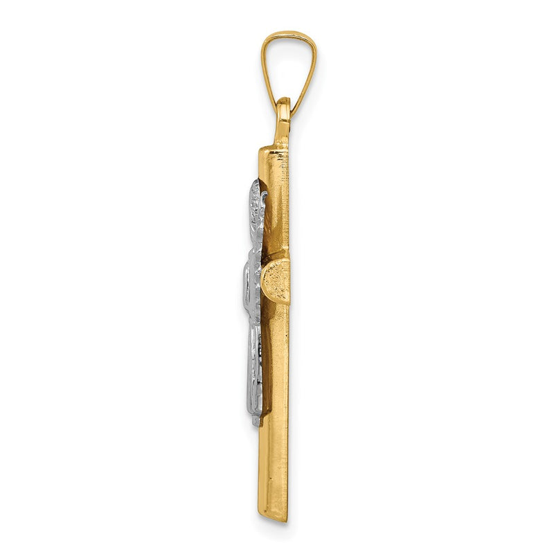 14k Two-tone Gold Two-tone Gold Angel and Cross Pendant
