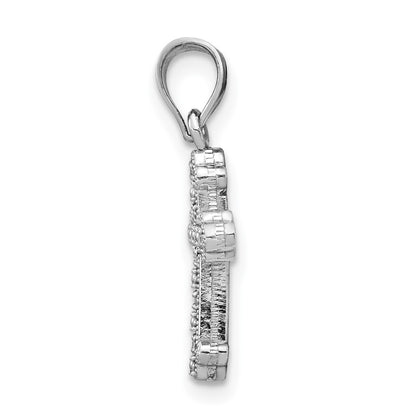 14k White Gold Diamond Cross Pendant