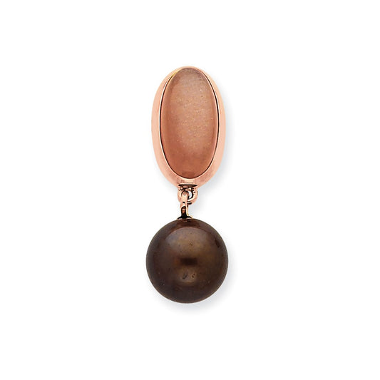 14k Rose Gold w/Moonstone and Lt Brown FW Cultured Pearl Pendant