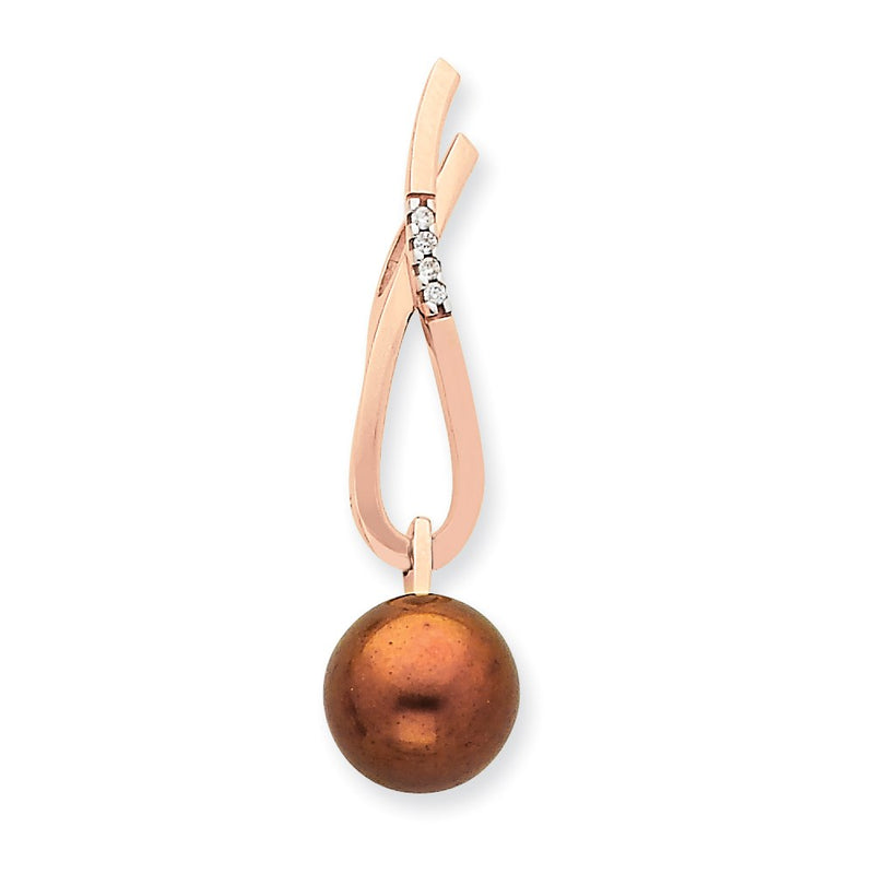 14k Rose Gold RG Dia & Brown FWCP Pendant