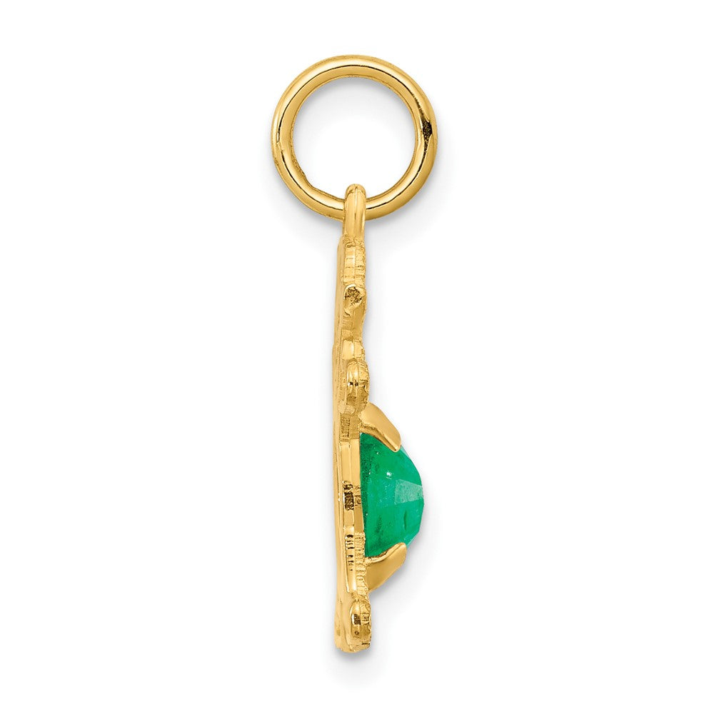 14k Yellow Gold Girl 6x4 Oval Genuine Emerald-May