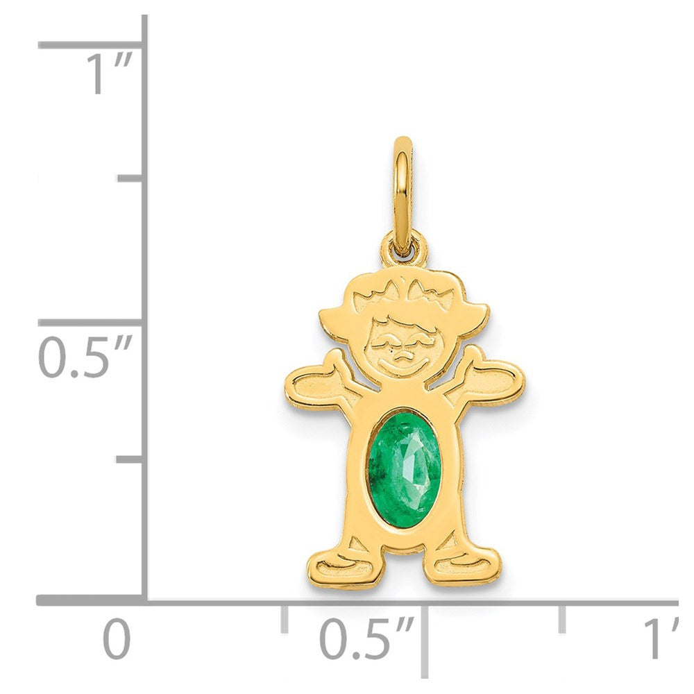 14k Yellow Gold Girl 6x4 Oval Genuine Emerald-May