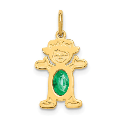 14k Yellow Gold Girl 6x4 Oval Genuine Emerald-May