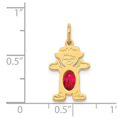 14k Yellow Gold Girl 6x4 Oval Genuine Ruby-July
