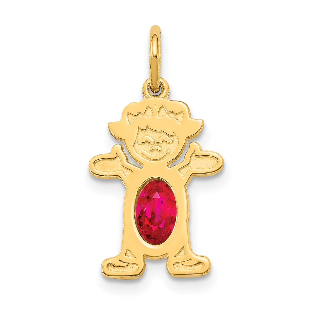 14k Yellow Gold Girl 6x4 Oval Genuine Ruby-July