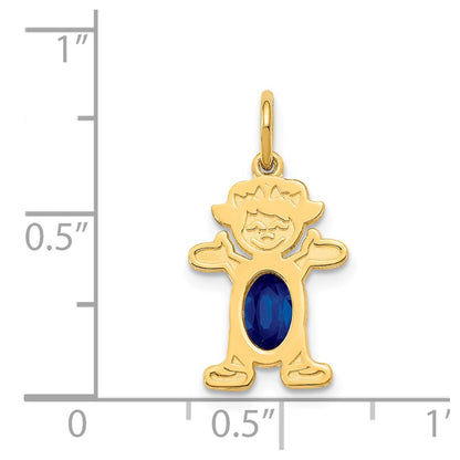 14k Yellow Gold Girl 6x4 Oval Genuine Sapphire-September