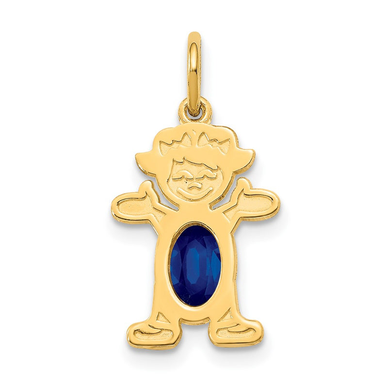 14k Yellow Gold Girl 6x4 Oval Genuine Sapphire-September