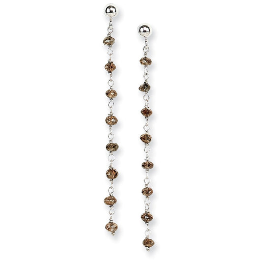 14k White Gold Coffee Brown Diamond Briolette Earring
