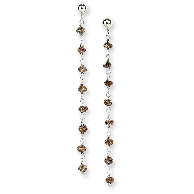 14k White Gold Coffee Brown Diamond Briolette Earring