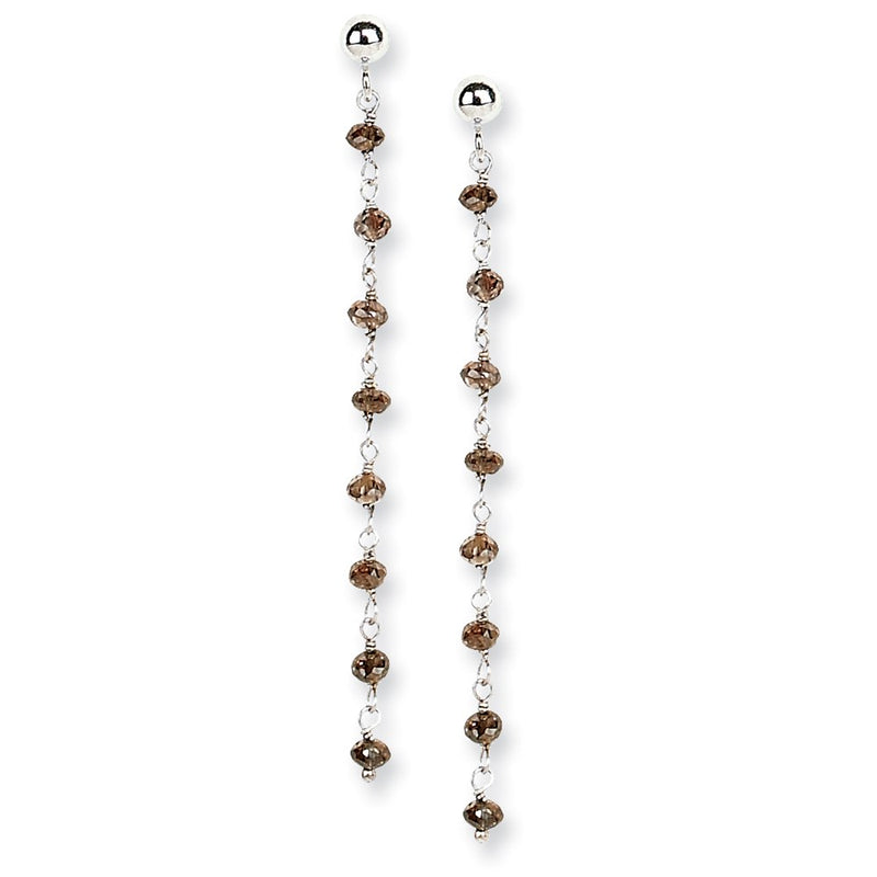 14k White Gold Coffee Brown Diamond Briolette Earring