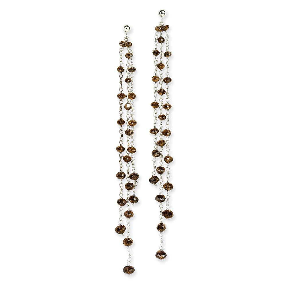 14k White Gold Coffee Brown Diamond Briolette Earring