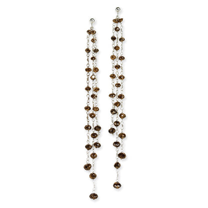 14k White Gold Coffee Brown Diamond Briolette Earring