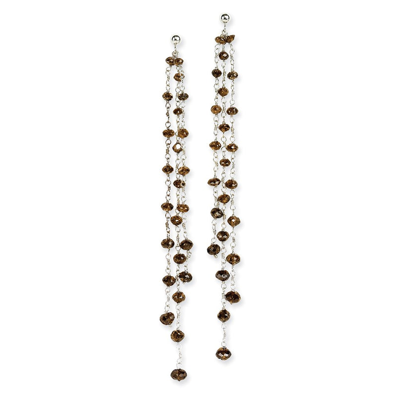 14k White Gold Coffee Brown Diamond Briolette Earring