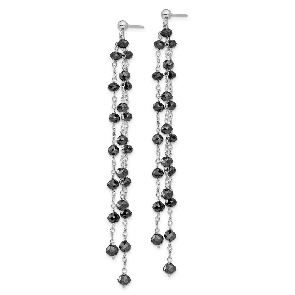 14k White Gold Black Diamond Briolette Earring
