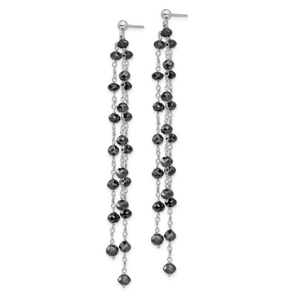 14k White Gold Black Diamond Briolette Earring