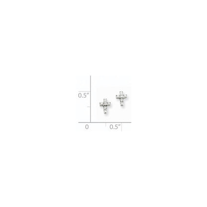 14k White Gold Real Diamond Cross Earrings