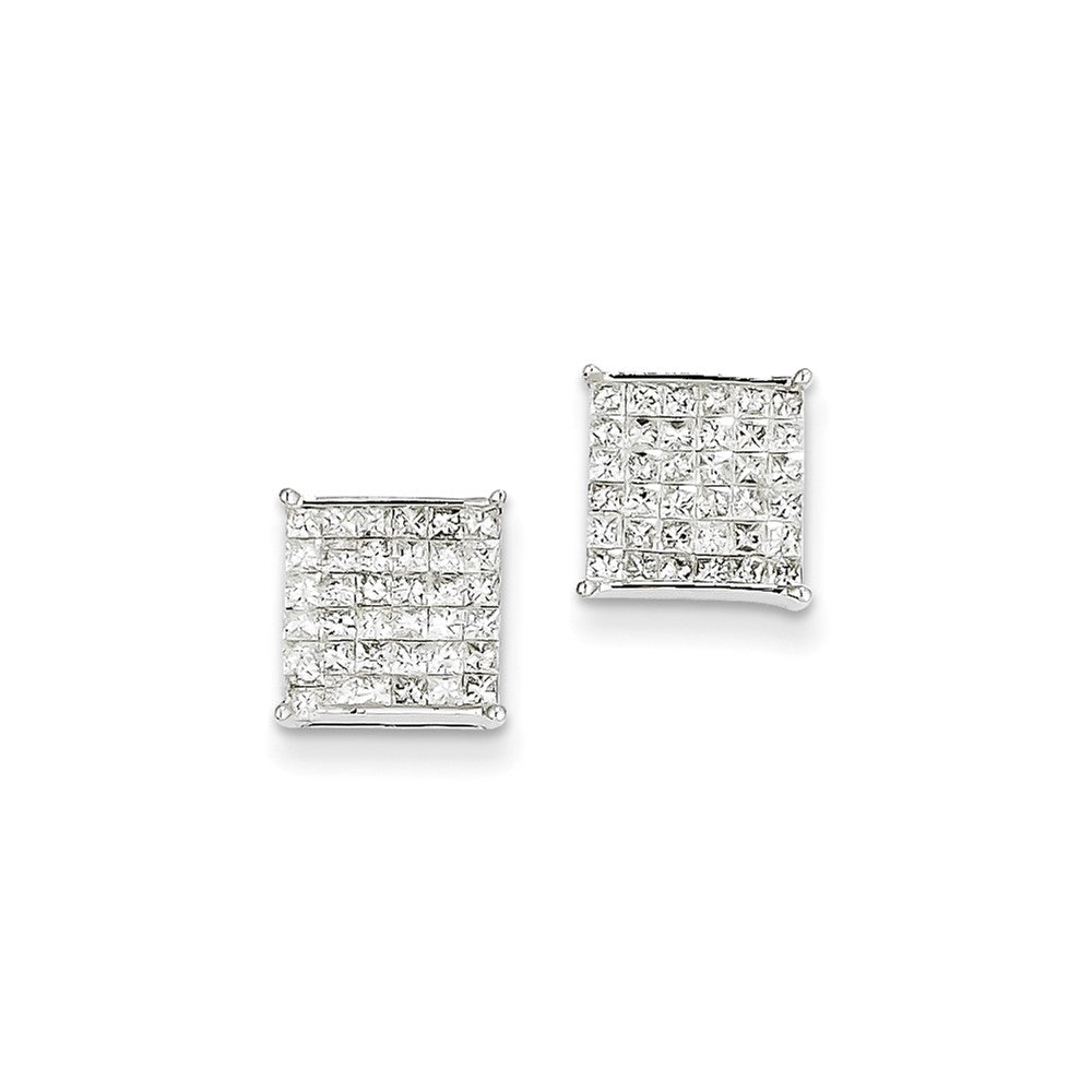 14k White Gold Real Diamond Earrings