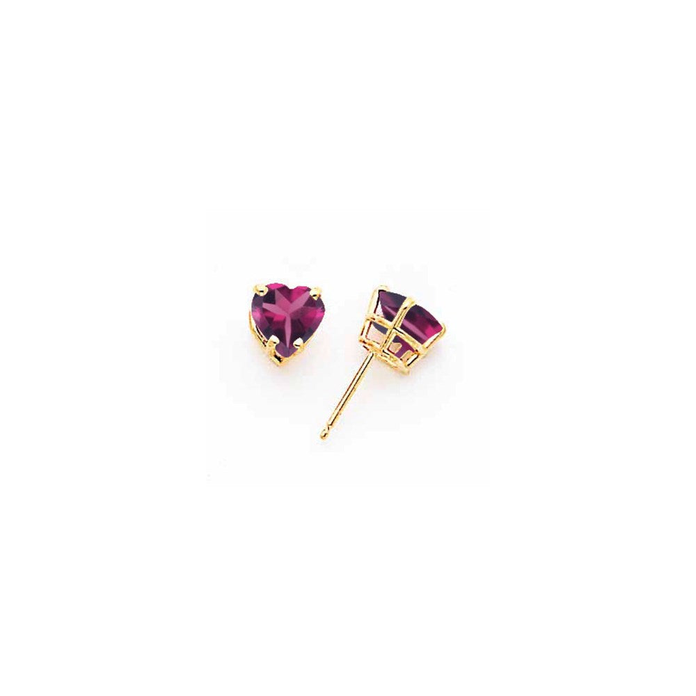 14k Yellow Gold 8mm Heart Rhodolite Garnet earring